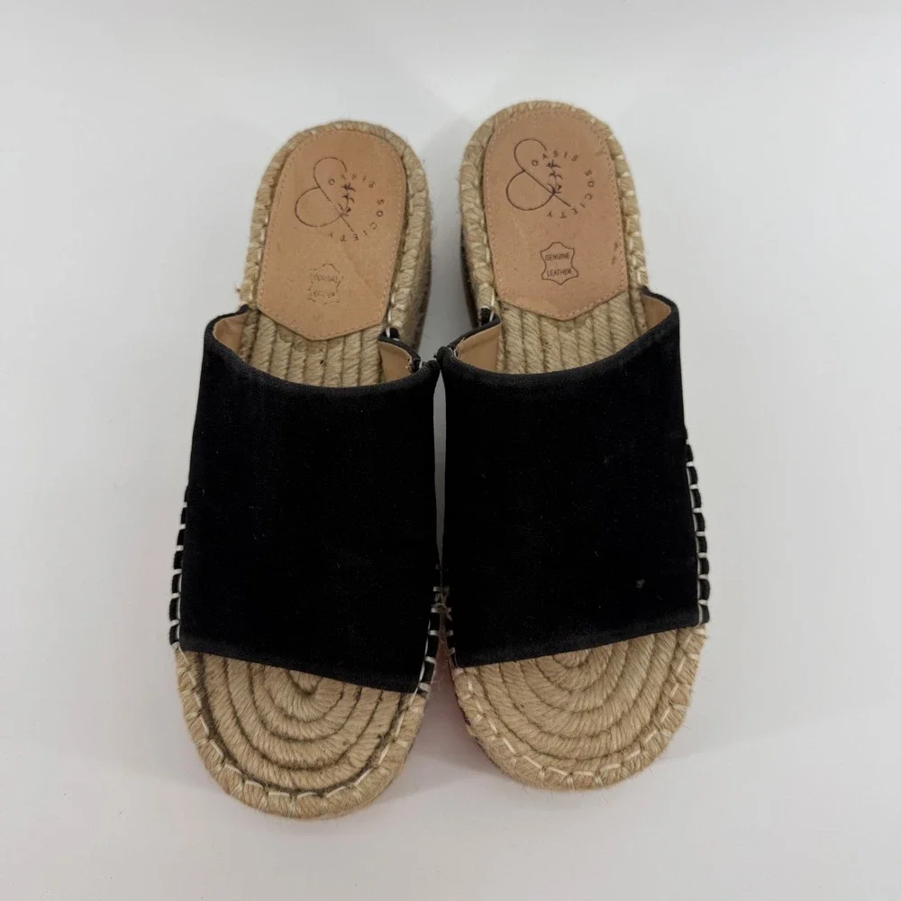 Oasis Society Black Platform Espadrille Slide Sandals Womens Size 9‎ Bohemian